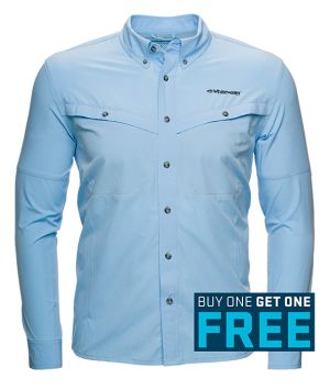 Whitewater Rapids Long Sleeve Fishing Shirt-Blue Bell-Small